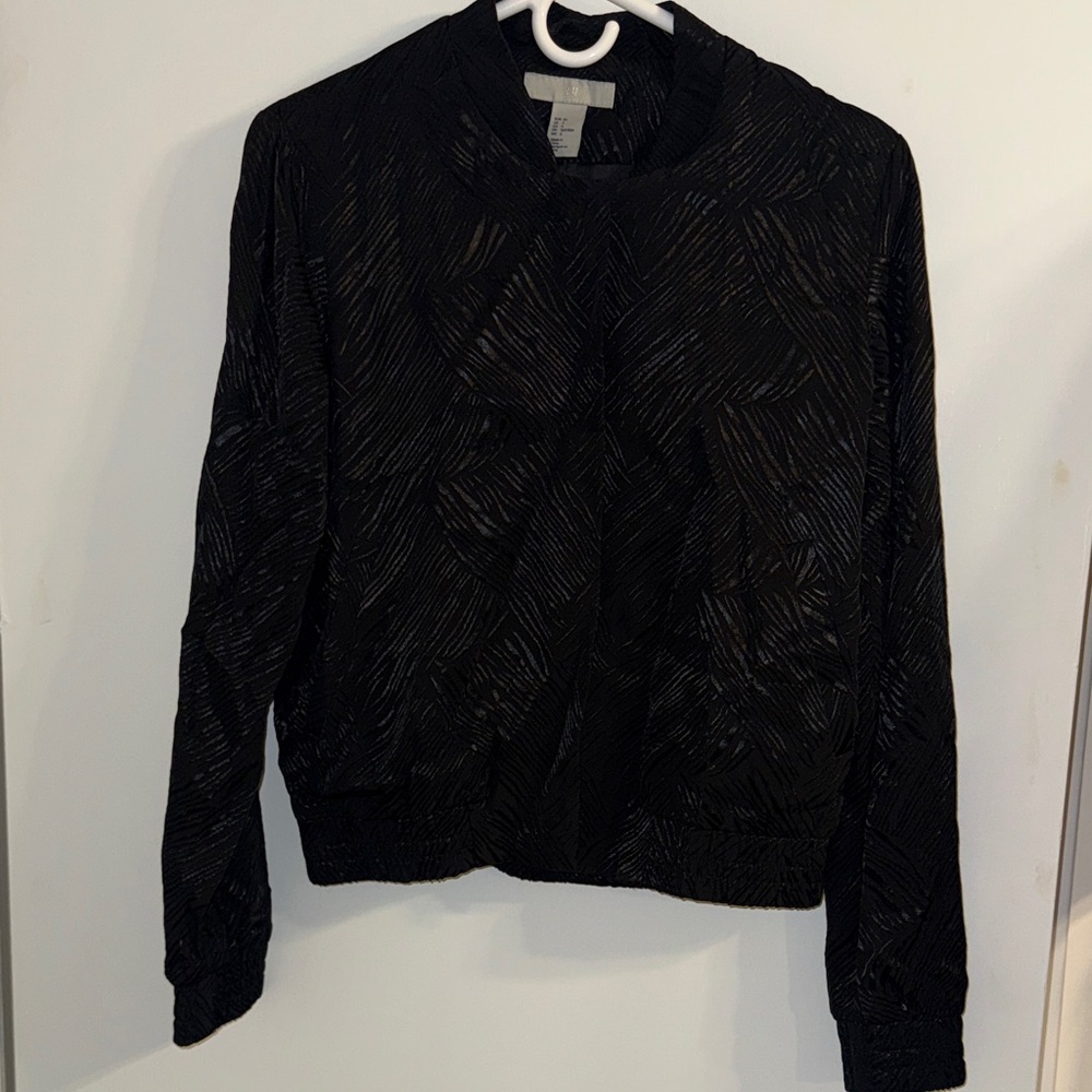 * H&M Black Textured Bomber Jacket - size 4